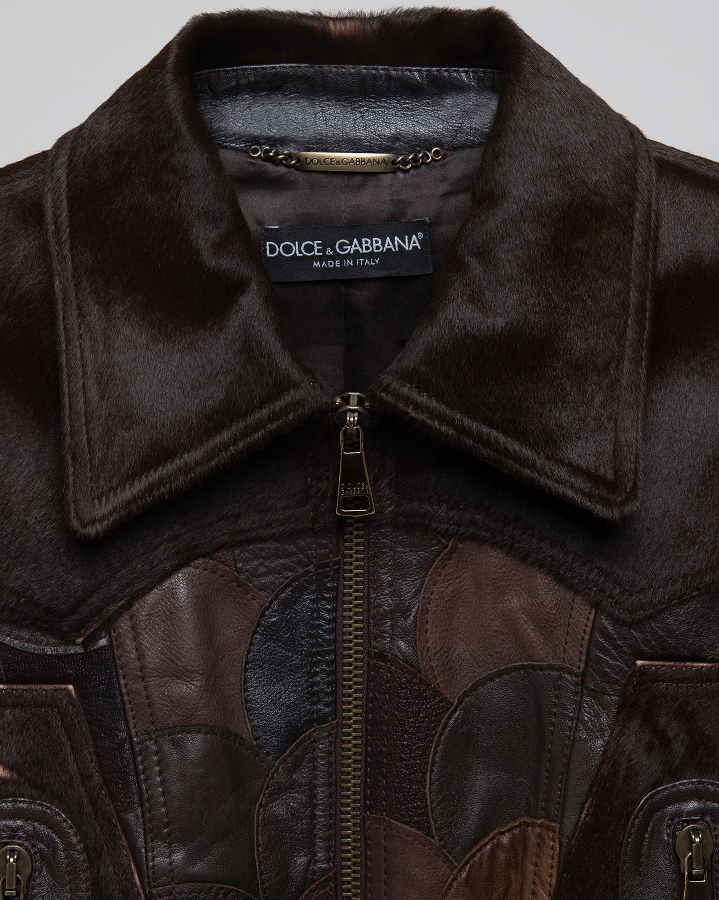 DOLCE & GABBANA LEATHER PATCHWORK JACKET