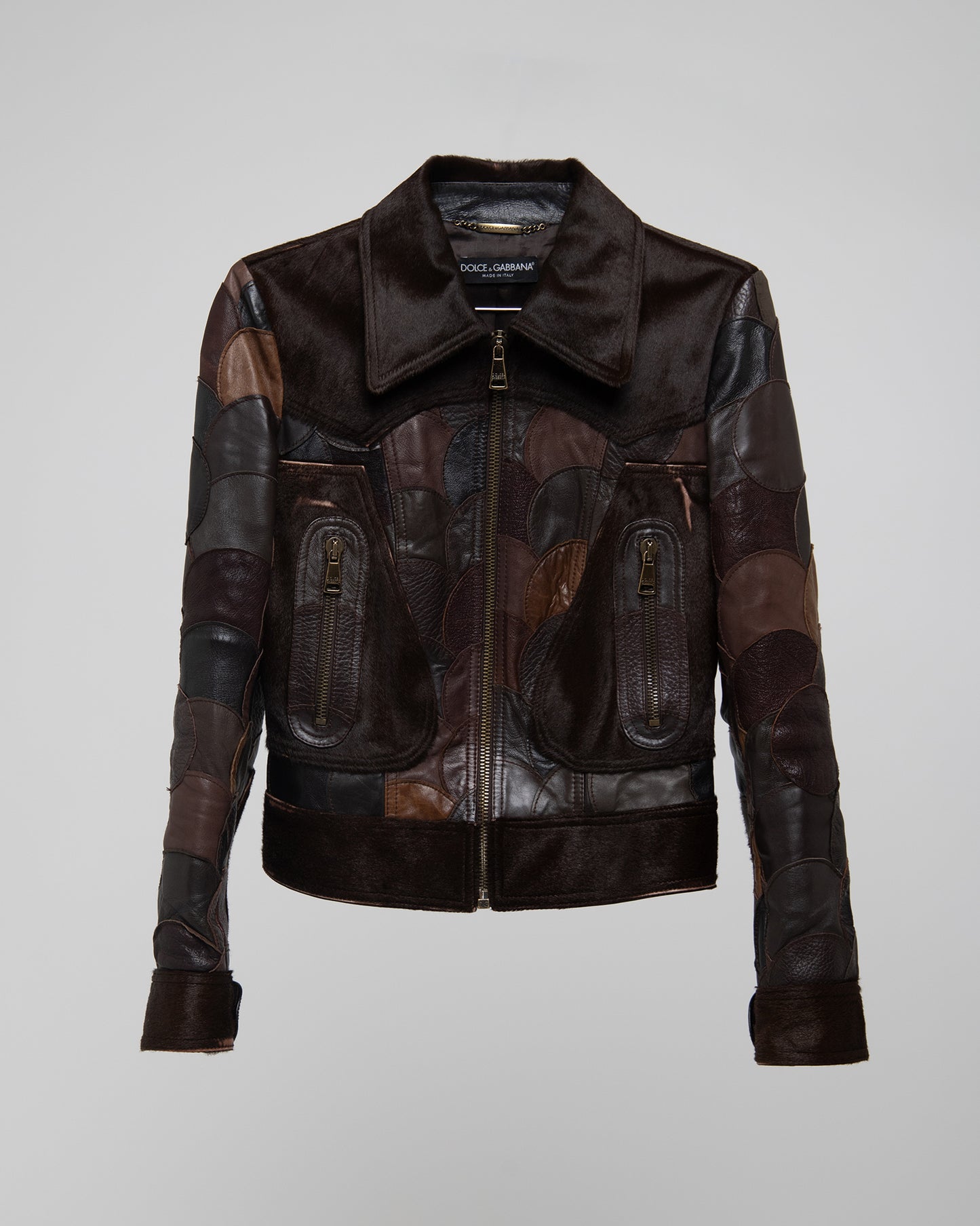 DOLCE & GABBANA LEATHER PATCHWORK JACKET